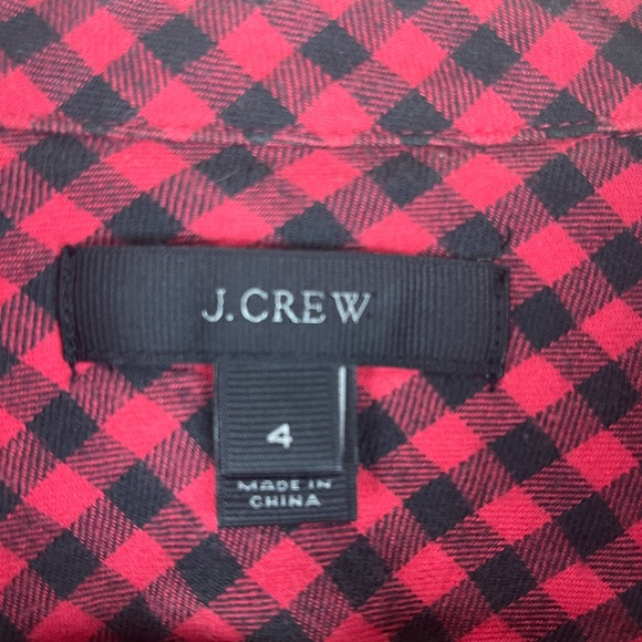 J.Crew Women’s Red Black Check Plaid Flannel Shirt Size 4 Long Sleeve Soft - Picture 4 of 12